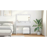 Dressing Table White 100 x 41 x 135 cm Engineered Wood - Close-Up Angle