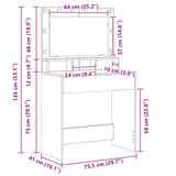 Dressing Table White 78,5 x 41 x 135 cm Engineered Wood - Low Angle