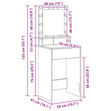 Dressing Table White 50 x 41 x 135 cm Engineered Wood