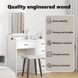 Dressing Table White 50 x 41 x 140 cm Engineered Wood - Low Angle