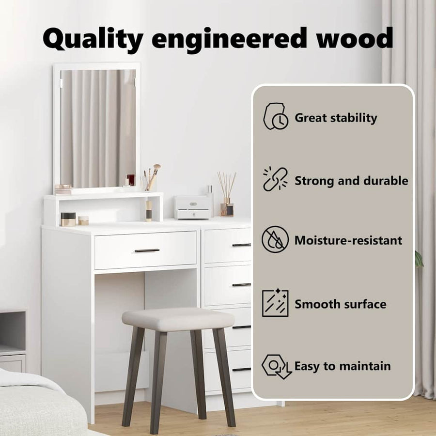Dressing Table White 50 x 41 x 140 cm Engineered Wood