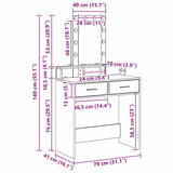 Dressing Table White 79 x 41 x 140 cm Engineered Wood