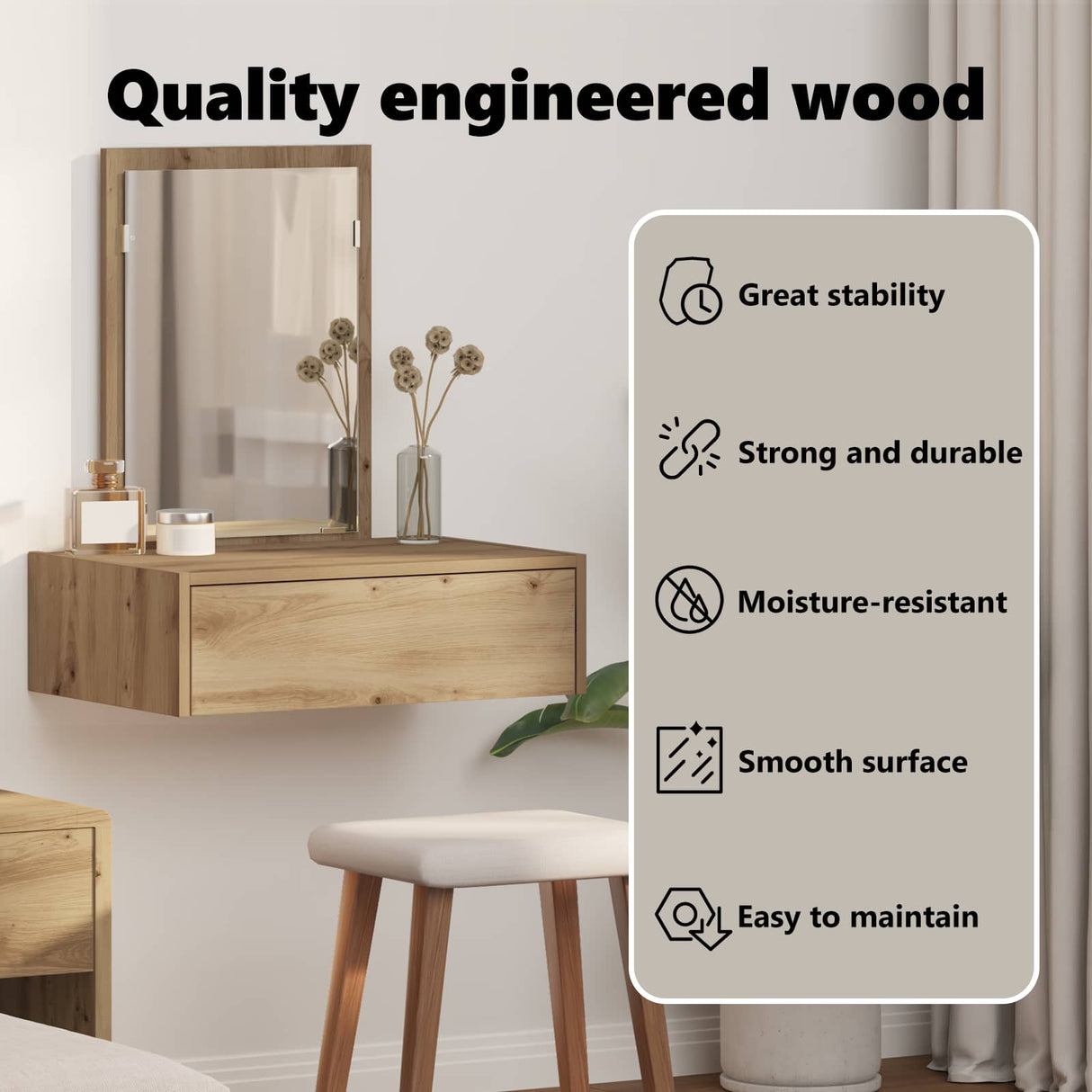 Dressing Table Brown 60 x 40 x 70 cm Engineered Wood