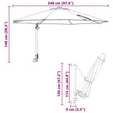 Garden Parasol Anthracite 248 x 248 x 148 cm