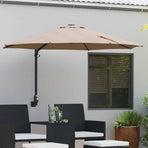 Garden Parasol 248 x 248 x 148 cm Polyester and Steel Taupe