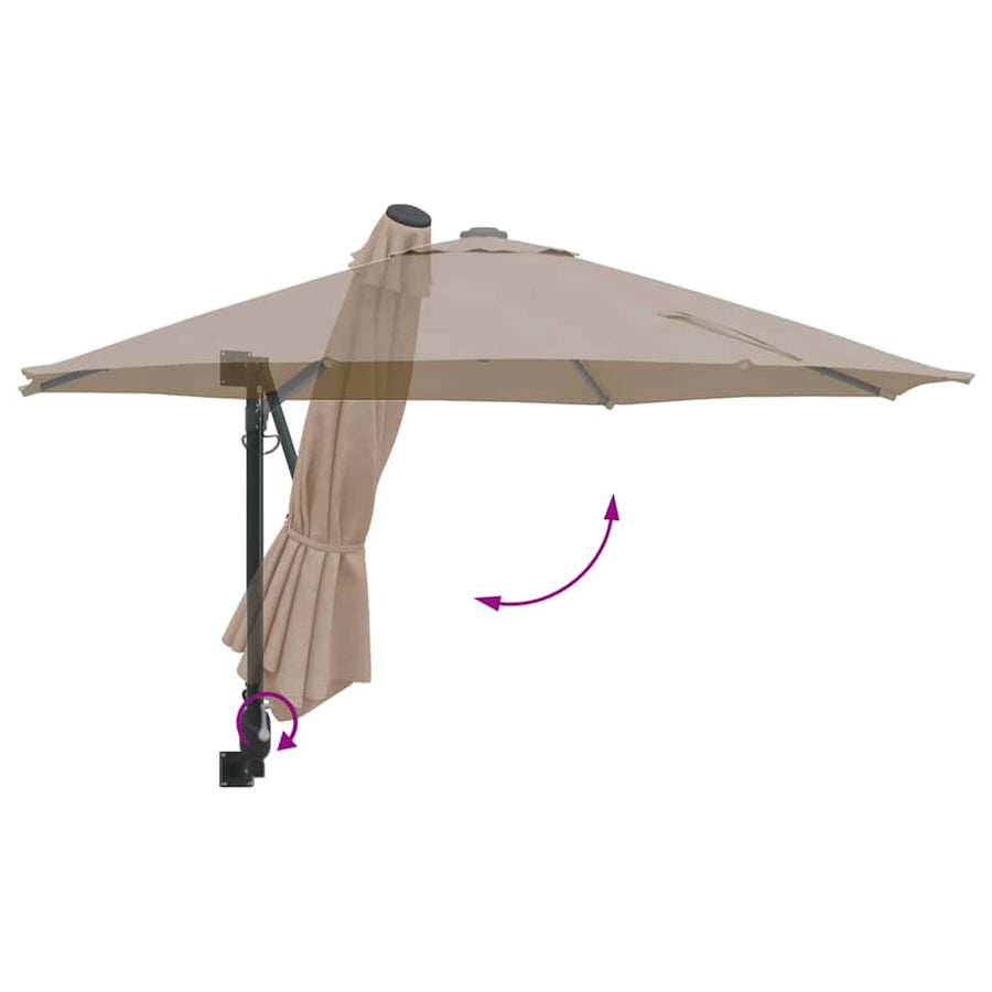 Garden Parasol 248 x 248 x 148 cm Polyester and Steel Taupe
