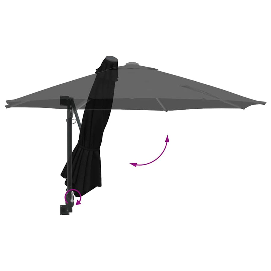 Garden Parasol 248 x 248 x 148 cm Polyester and Steel Black