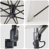 Garden Parasol Beige and Black 248.5 x 247.5 x 160 cm - Close-Up Angle