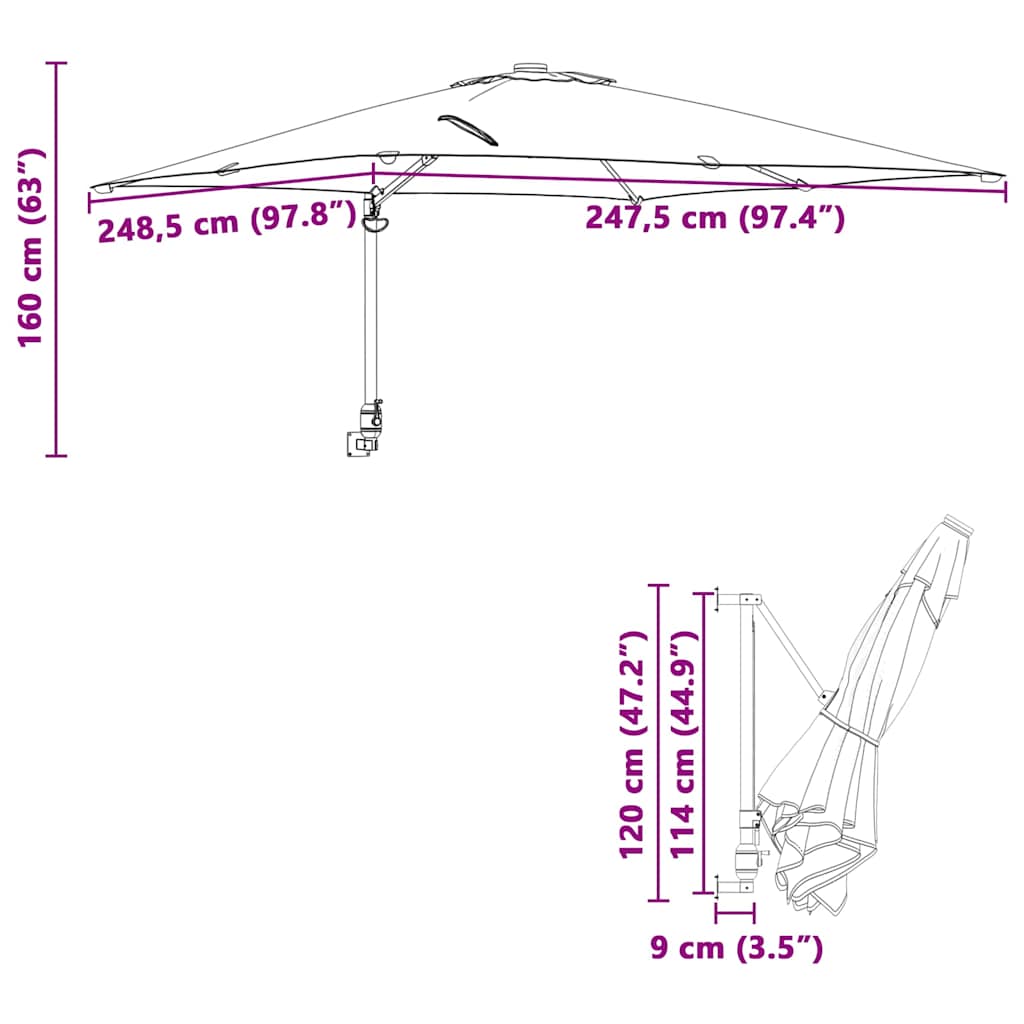 Garden Parasol Anthracite 248,5 x 247,5 x 160 cm