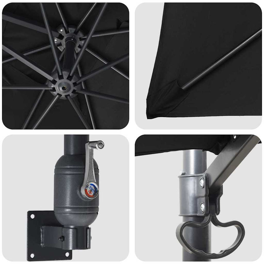 Garden Parasol 248,5 x 247,5 x 160 cm Polyester and Steel Black