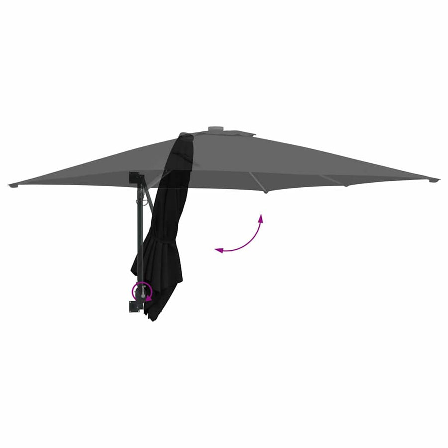 Garden Parasol 248,5 x 247,5 x 160 cm Polyester and Steel Black
