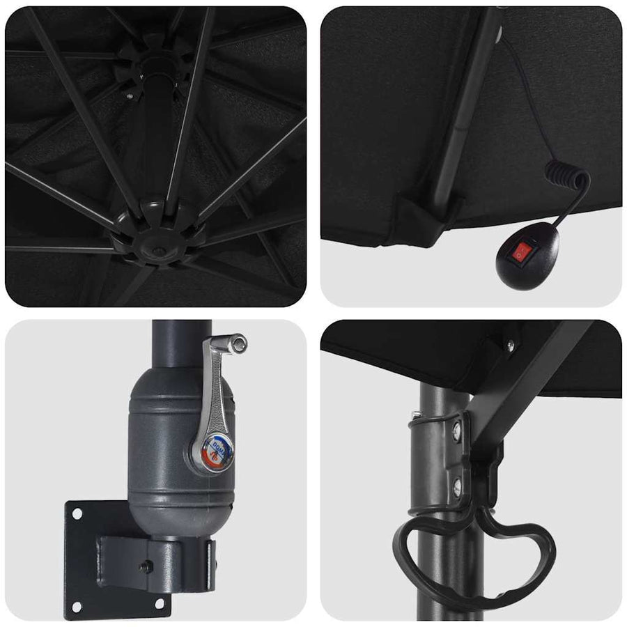Garden Parasol 248 x 248 x 148 cm Polyester and Steel Black
