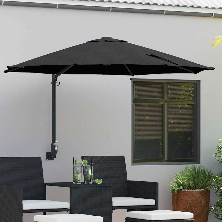 Garden Parasol 248 x 248 x 148 cm Polyester and Steel Black