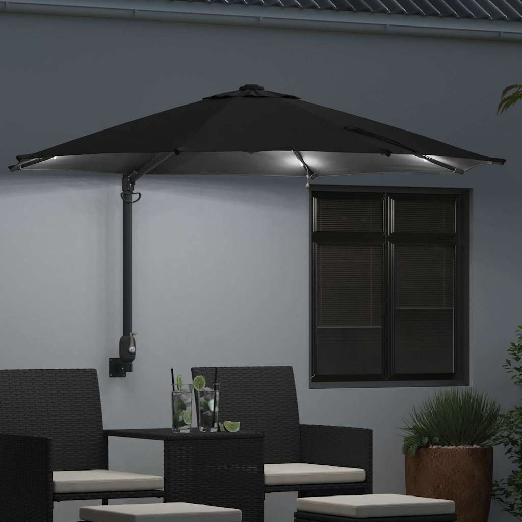 Garden Parasol Manual Black and Black 248 x 248 x 148 cm
