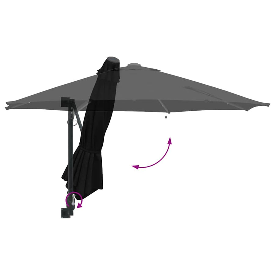 Garden Parasol 248 x 248 x 148 cm Polyester and Steel Black