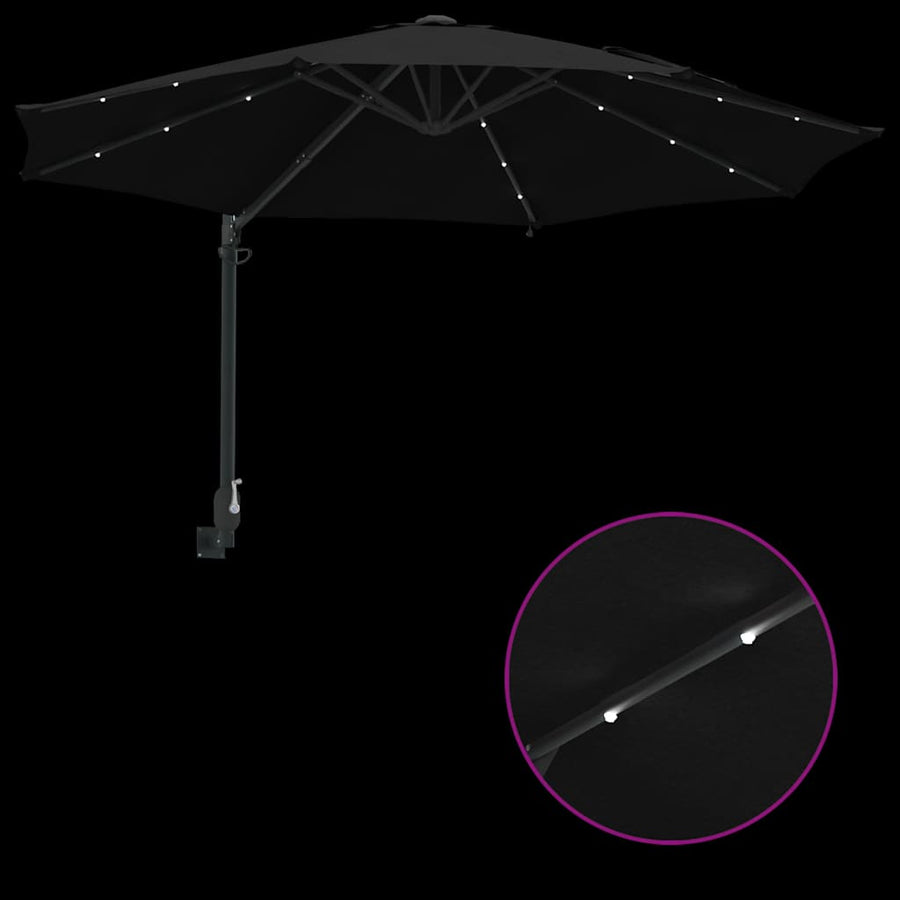 Garden Parasol 248 x 248 x 148 cm Polyester and Steel Black