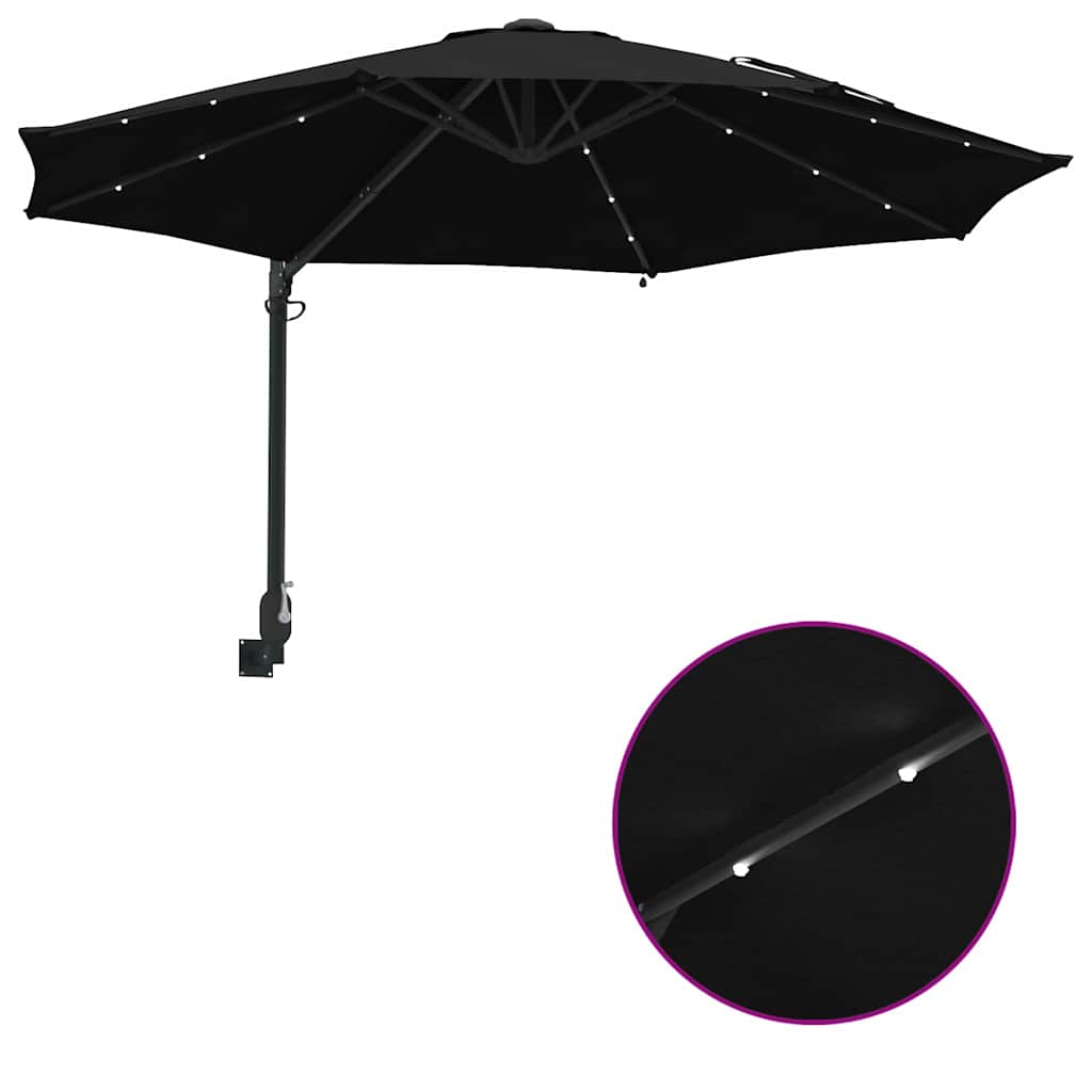 Garden Parasol Manual Black and Black 248 x 248 x 148 cm