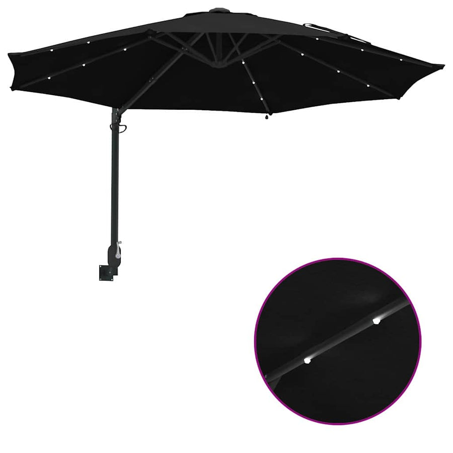 Garden Parasol 248 x 248 x 148 cm Polyester and Steel Black