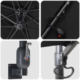 Garden Parasol Black 248,5 x 247,5 x 160 cm Polyester and Steel