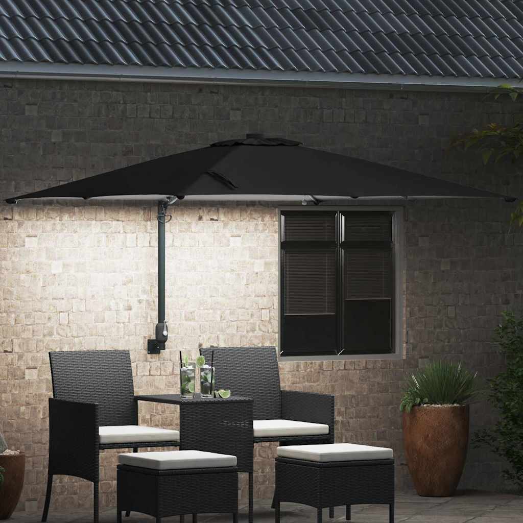 Garden Parasol Black 248,5 x 247,5 x 160 cm Polyester and Steel