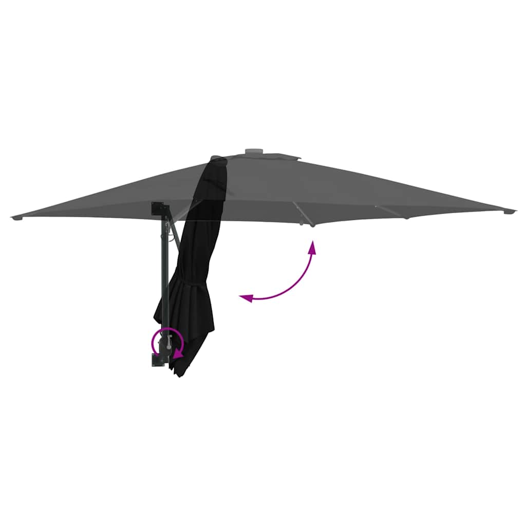 Garden Parasol Black 248,5 x 247,5 x 160 cm Polyester and Steel