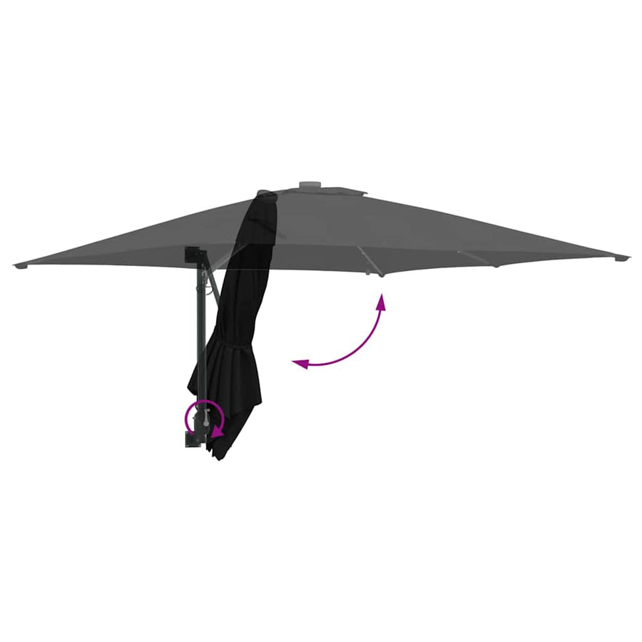 Garden Parasol Black 248,5 x 247,5 x 160 cm Polyester and Steel