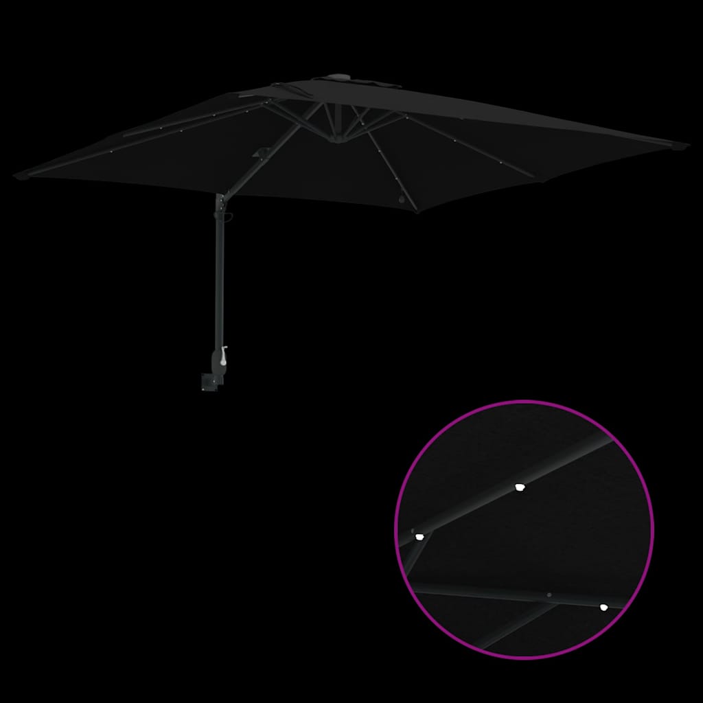 Garden Parasol Black 248,5 x 247,5 x 160 cm Polyester and Steel