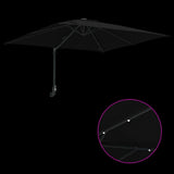 Garden Parasol Black 248,5 x 247,5 x 160 cm Polyester and Steel