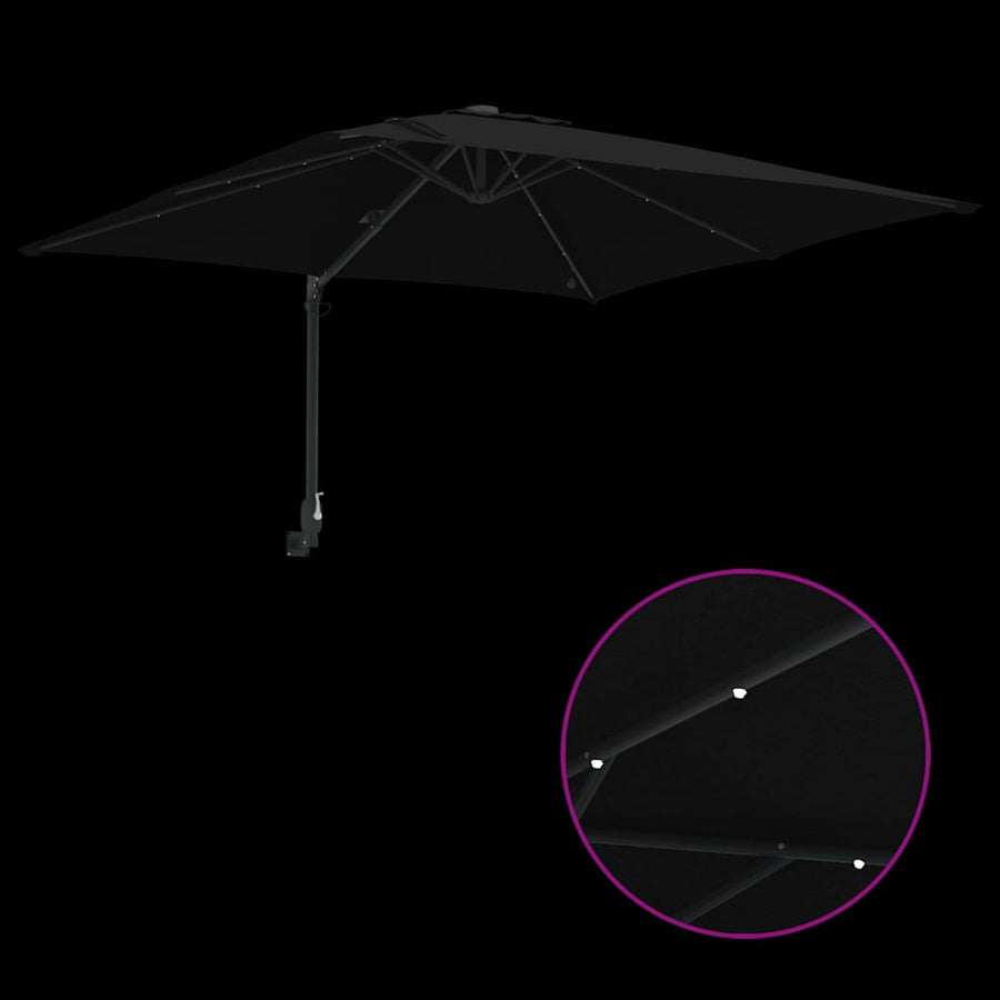 Garden Parasol Black 248,5 x 247,5 x 160 cm Polyester and Steel