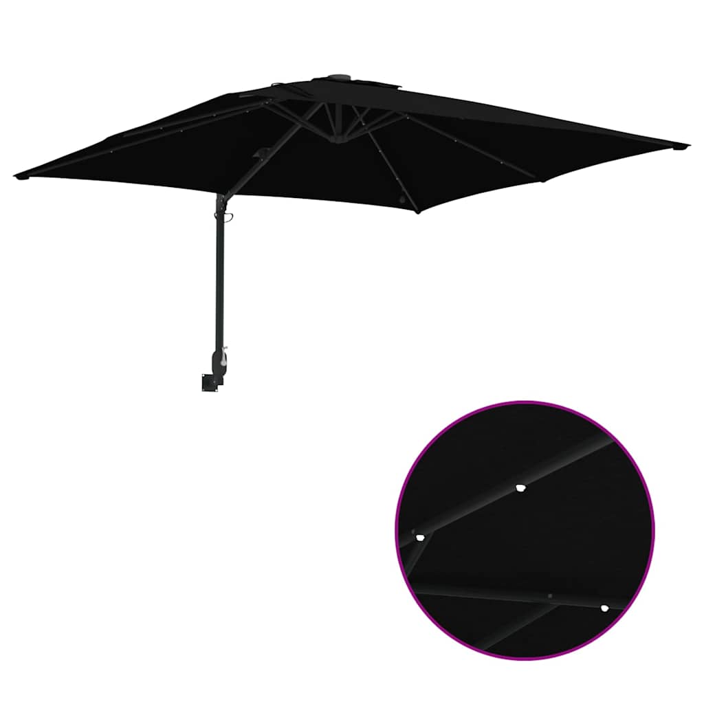 Garden Parasol Black 248,5 x 247,5 x 160 cm Polyester and Steel
