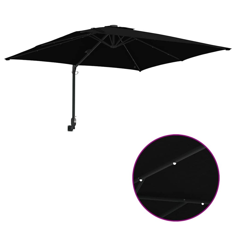 Garden Parasol Black 248,5 x 247,5 x 160 cm Polyester and Steel