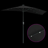 Garden Parasol Black 294 x 150 x 223 cm Polyester and Steel