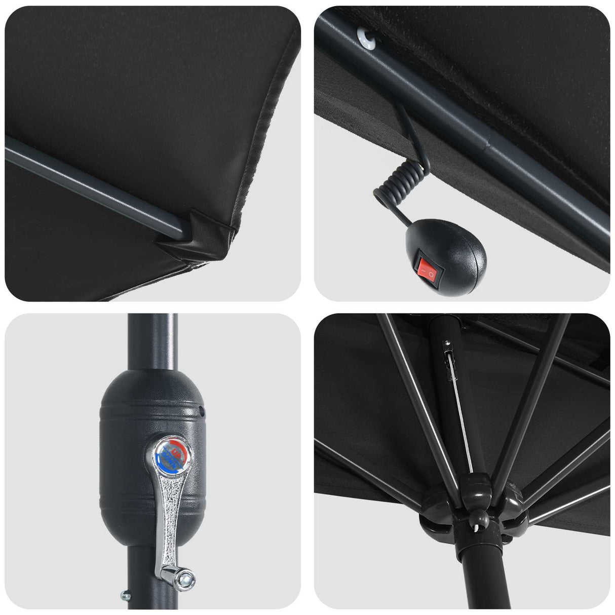Garden Parasol Black 294 x 150 x 224 cm Polyester and Steel