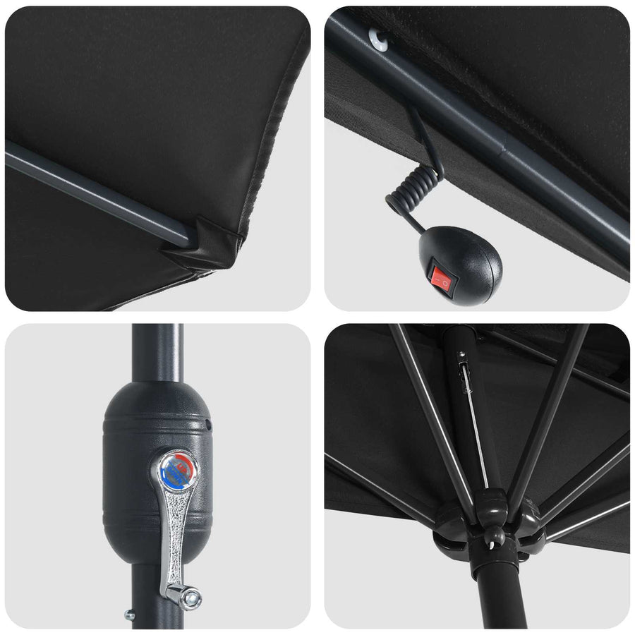 Garden Parasol 294 x 150 x 224 cm Polyester and Steel Black