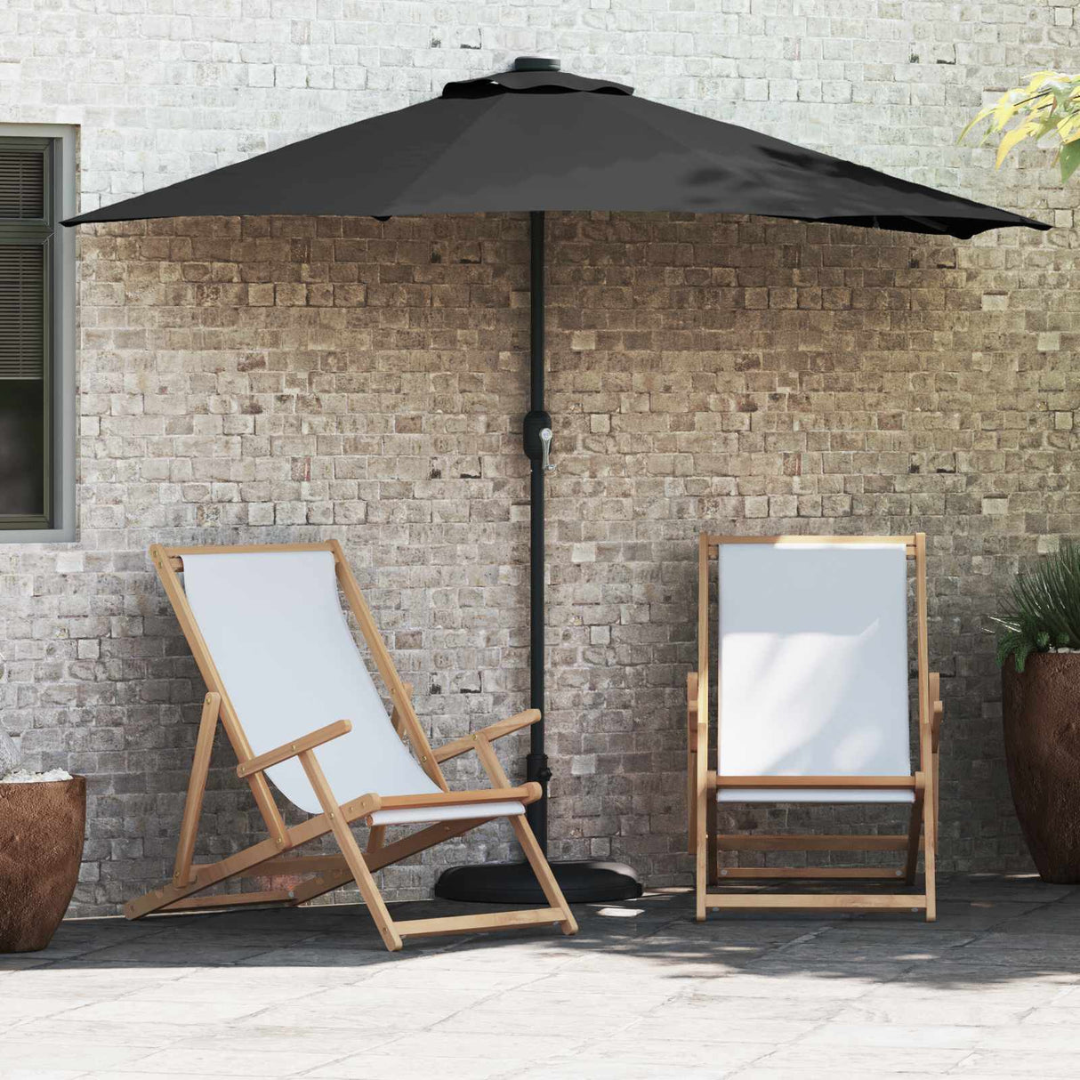 Garden Parasol Black 294 x 150 x 224 cm Polyester and Steel