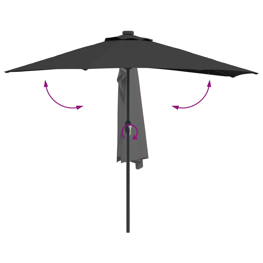 Garden Parasol 294 x 150 x 224 cm Polyester and Steel Black