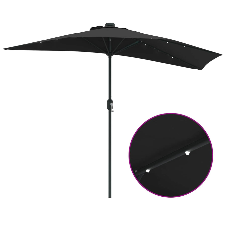 Garden Parasol 294 x 150 x 224 cm Polyester and Steel Black