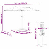 Garden Parasol Anthracite 385 x 209 x 244 cm