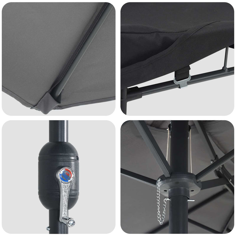 Garden Parasol Anthracite 385 x 209 x 244 cm Fabric