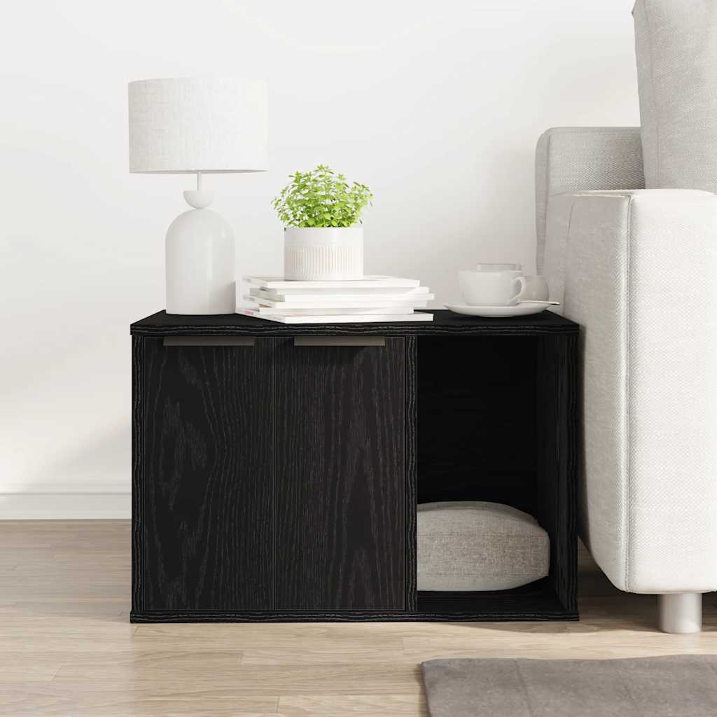 Cat Litter Box Enclosure Black Oak 60x40x40 cm Engineered Wood