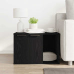 Cat Litter Box Enclosure Black Oak 60x40x40 cm Engineered Wood