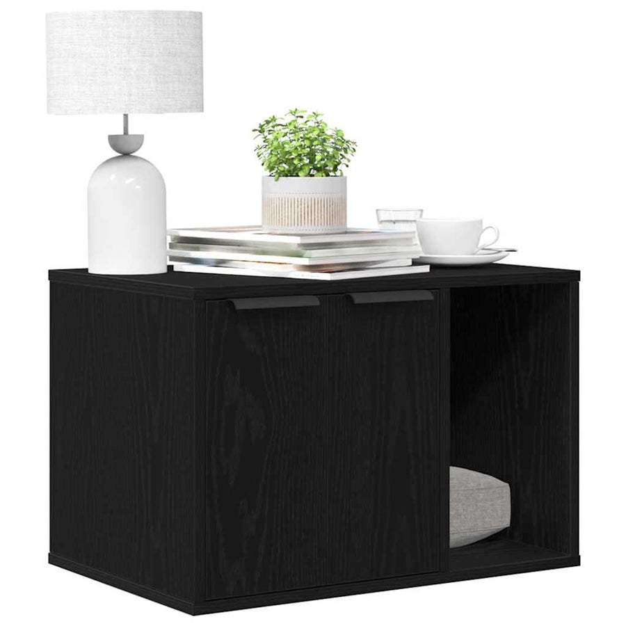 Cat Litter Box Enclosure Black Oak 60x40x40 cm Engineered Wood