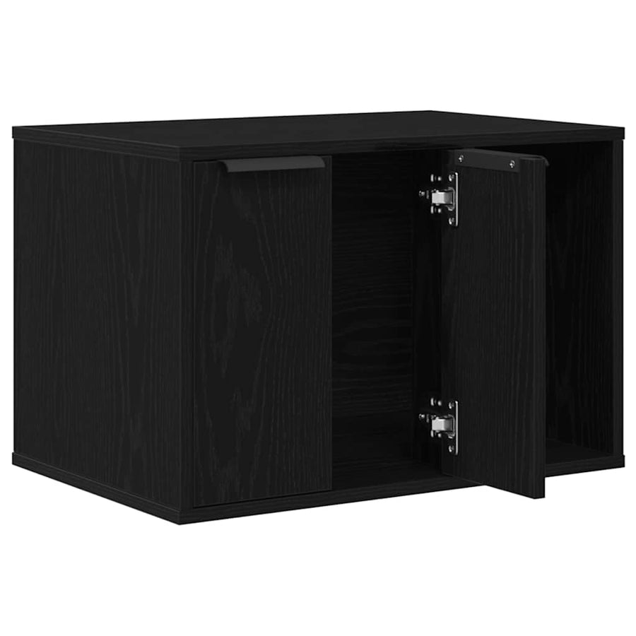 Cat Litter Box Enclosure Black Oak 60x40x40 cm Engineered Wood