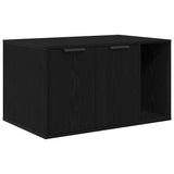 Cat Litter Box Enclosure Black Oak 80x50x45 cm Engineered Wood - Front View