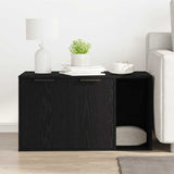 Cat Litter Box Enclosure Black Oak 80x50x45 cm Engineered Wood - Side View