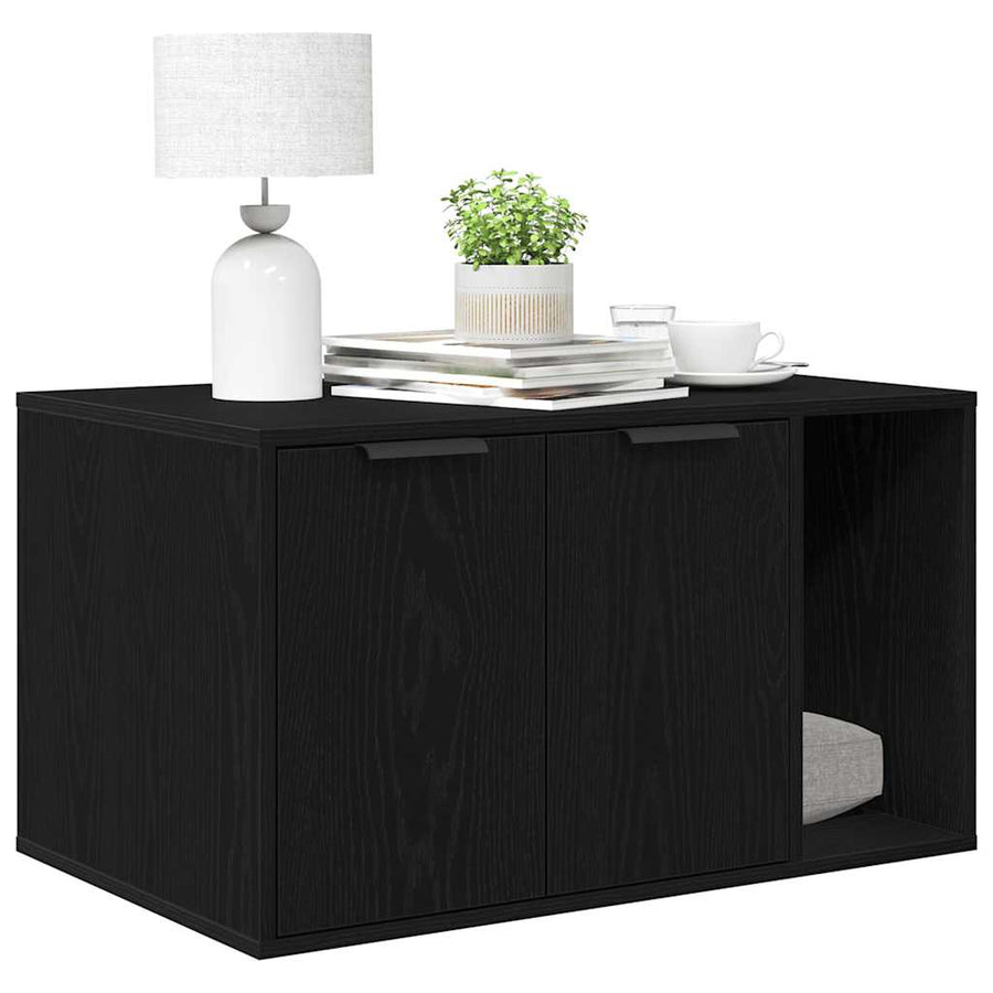 Cat Litter Box Enclosure Black Oak 80x50x45 cm Engineered Wood