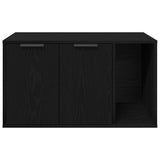 Cat Litter Box Enclosure Black Oak 80x50x45 cm Engineered Wood - Rear View