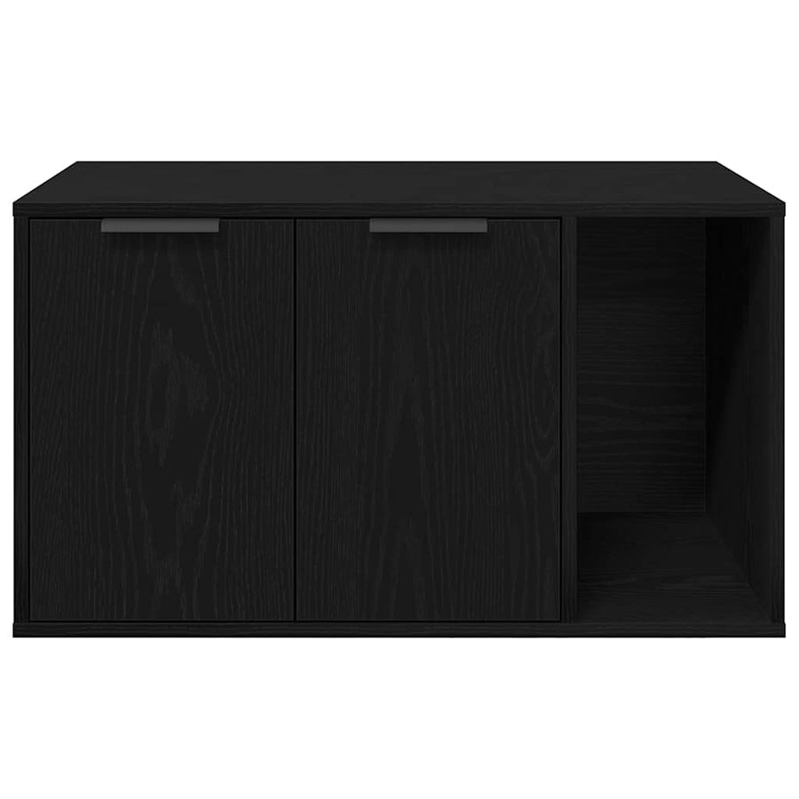 Cat Litter Box Enclosure Black Oak 80x50x45 cm Engineered Wood