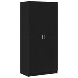 Wardrobe with Door Black Oak 80 x 50,5 x 180 cm Engineered Wood - Front View