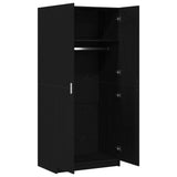 Wardrobe with Door Black Oak 80 x 50,5 x 180 cm Engineered Wood - 45-Degree Angle